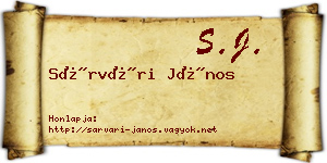 Sárvári János névjegykártya